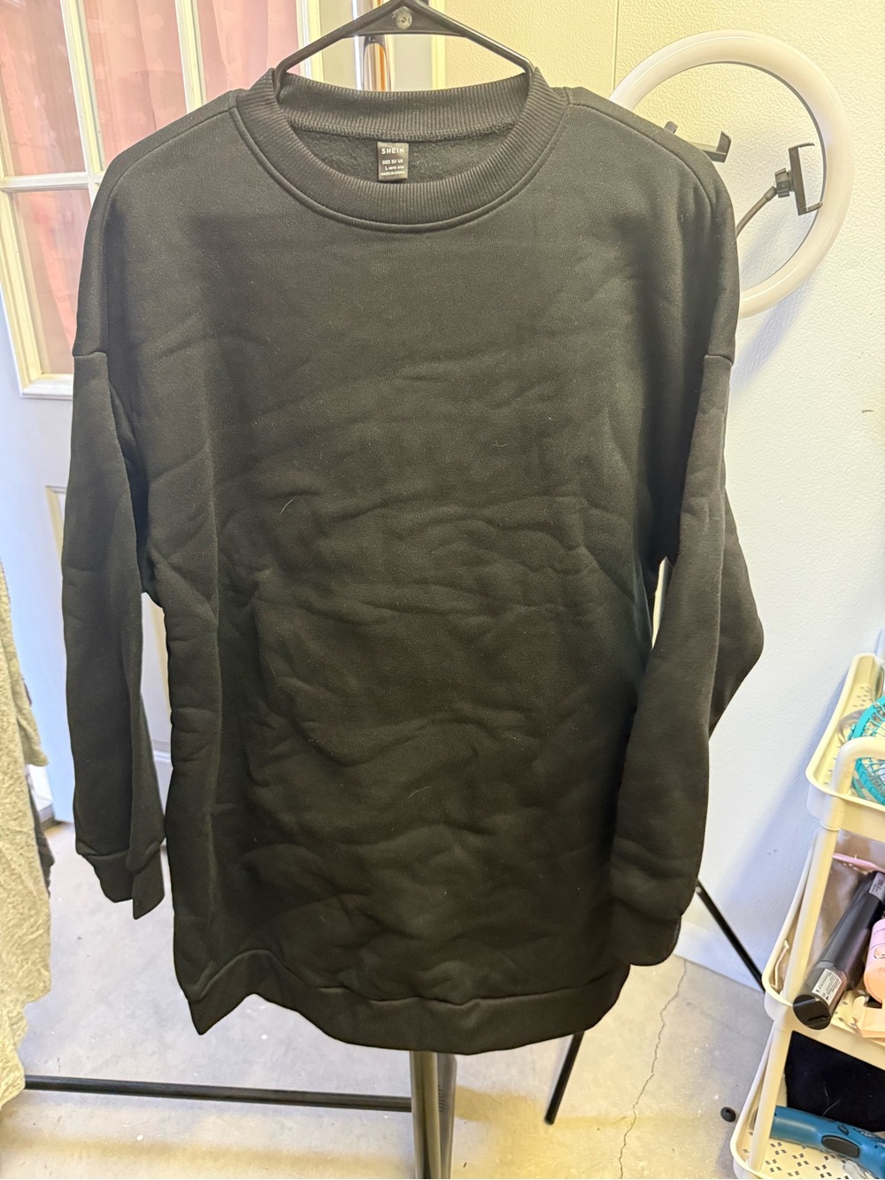 SHEIN Black Crewneck Sweatshirt Dress